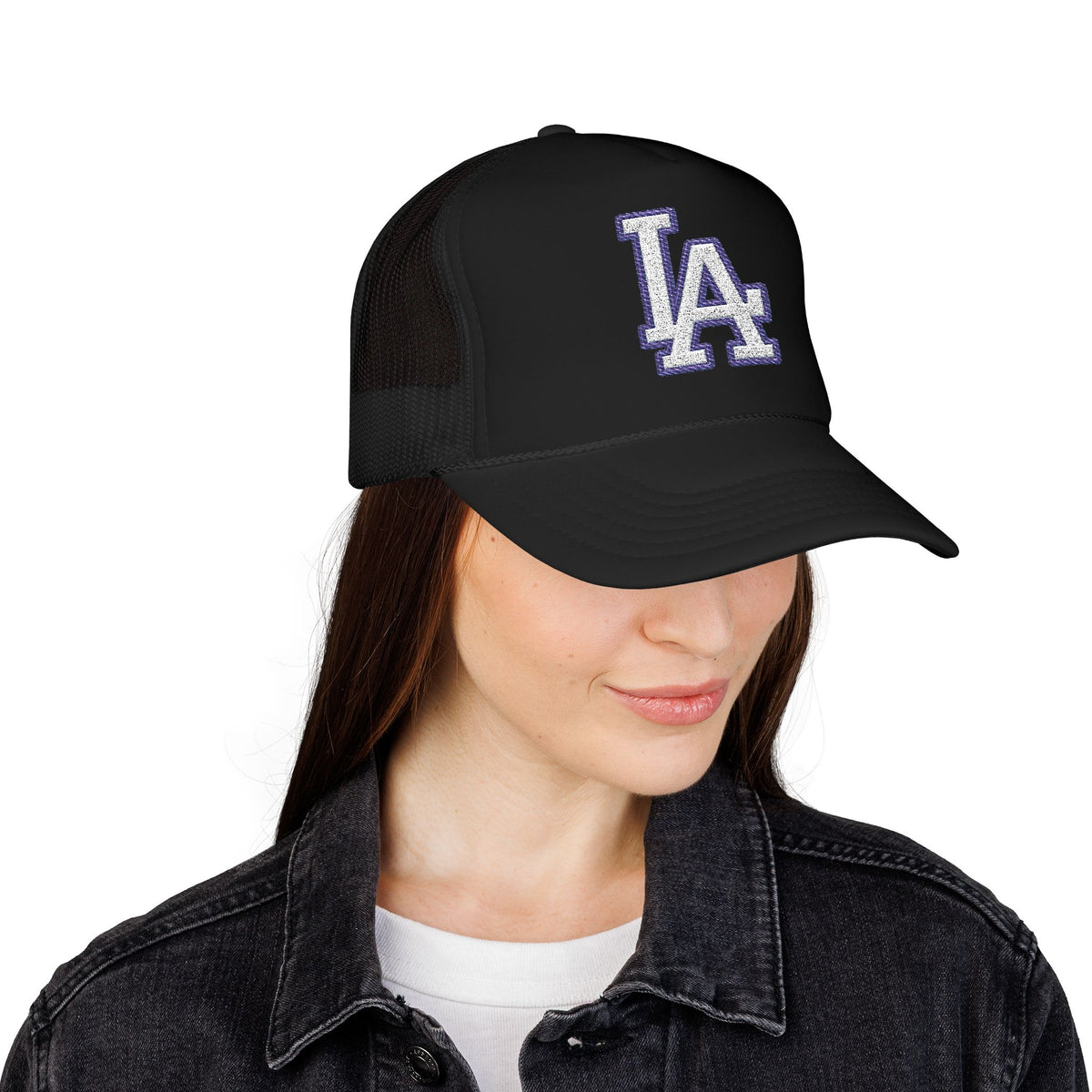LA logo, Los Angeles California Design, City pride graphic, Varsity style hat cap, T-shirt hoodie POD
