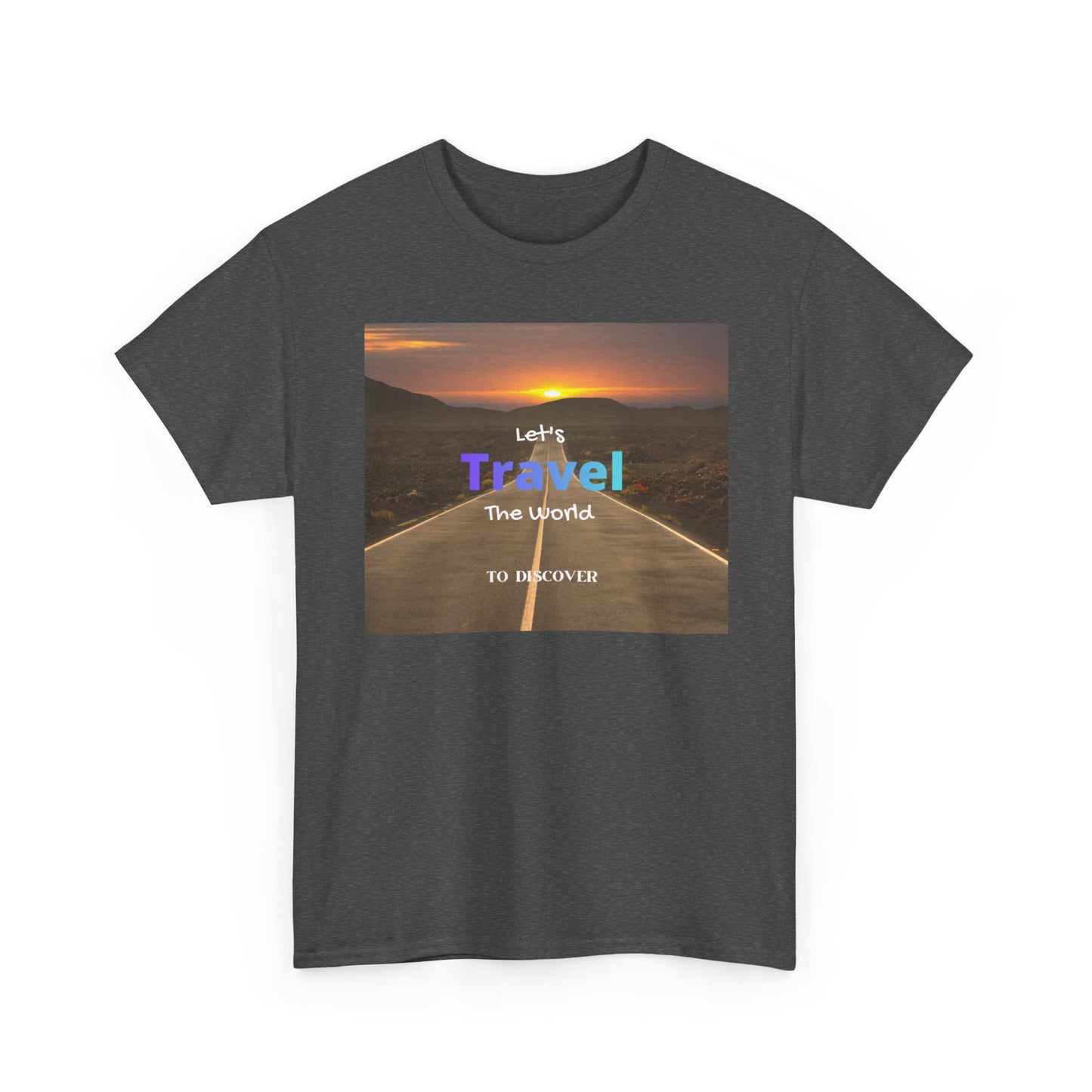 Travel Sunset Road T‑Shirt – "Let's Travel the World" Graphic Tee