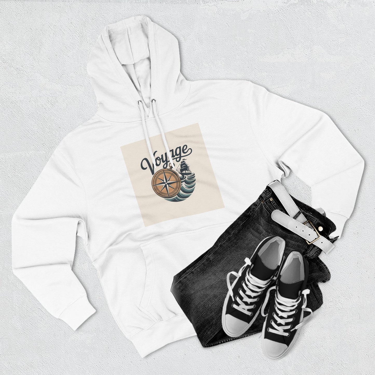 Voyage Compass Hoodie — Nautical Travel Graphic Pullover