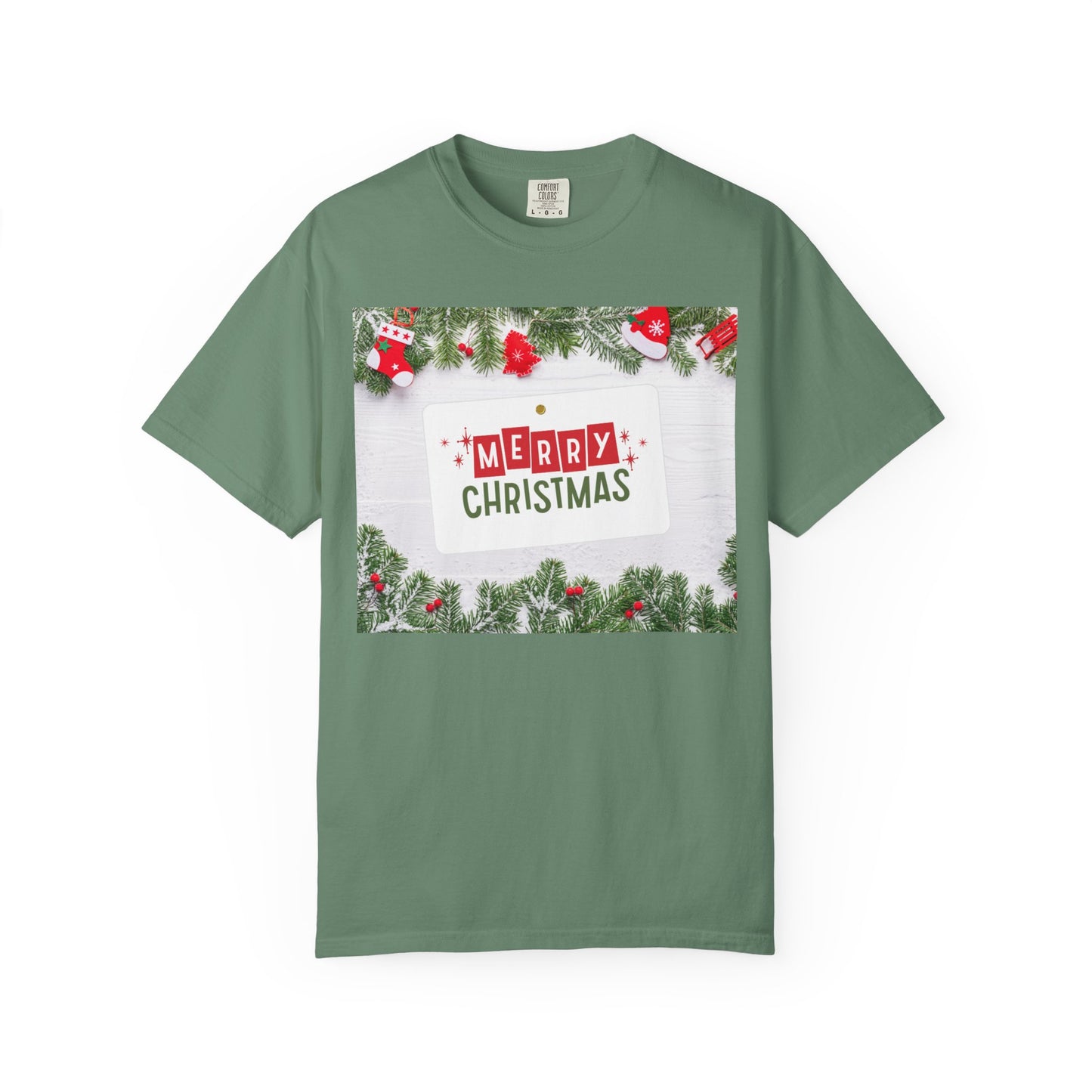 Merry Christmas Holiday T-Shirt — Festive Pine & Ornament Graphic