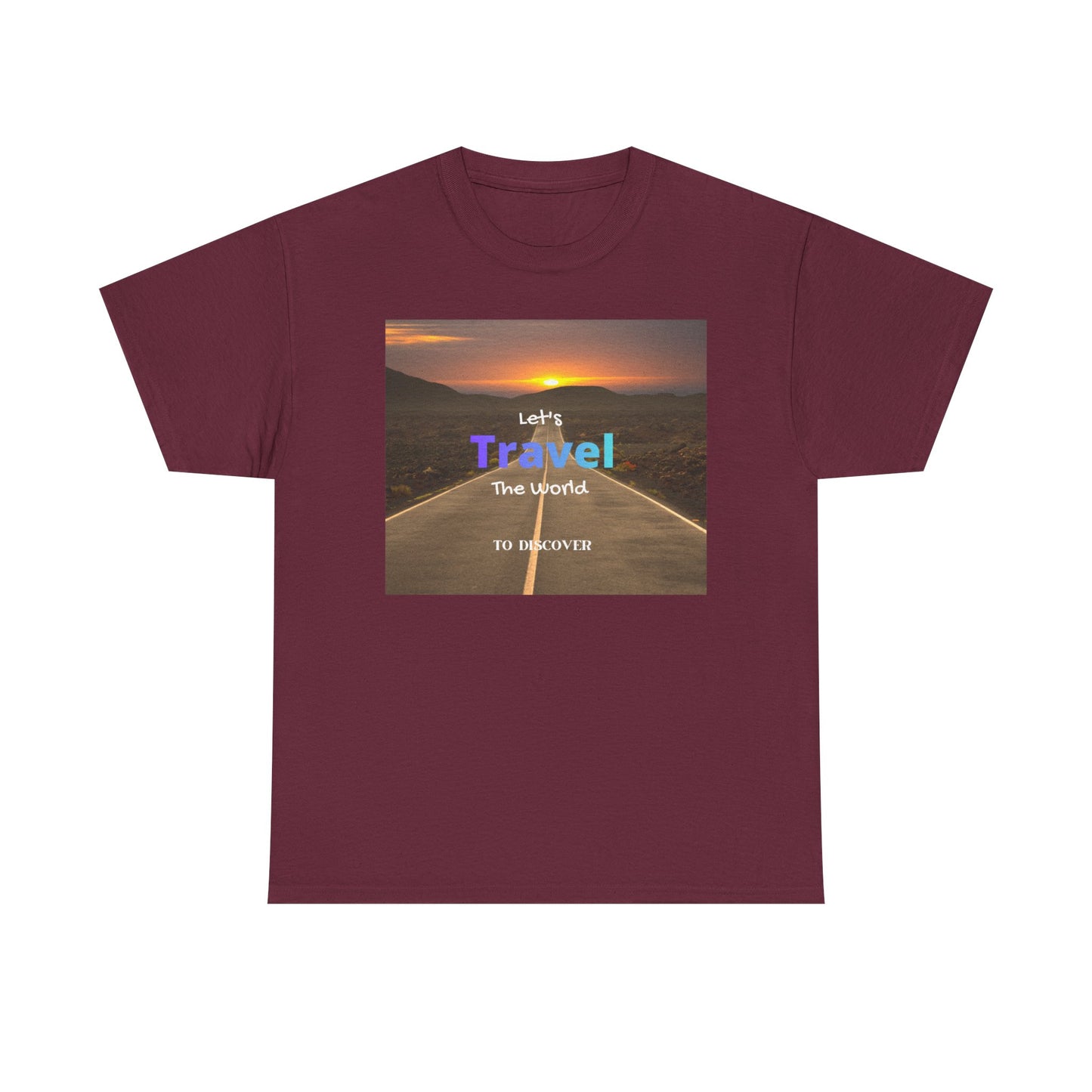 Travel Sunset Road T‑Shirt – "Let's Travel the World" Graphic Tee