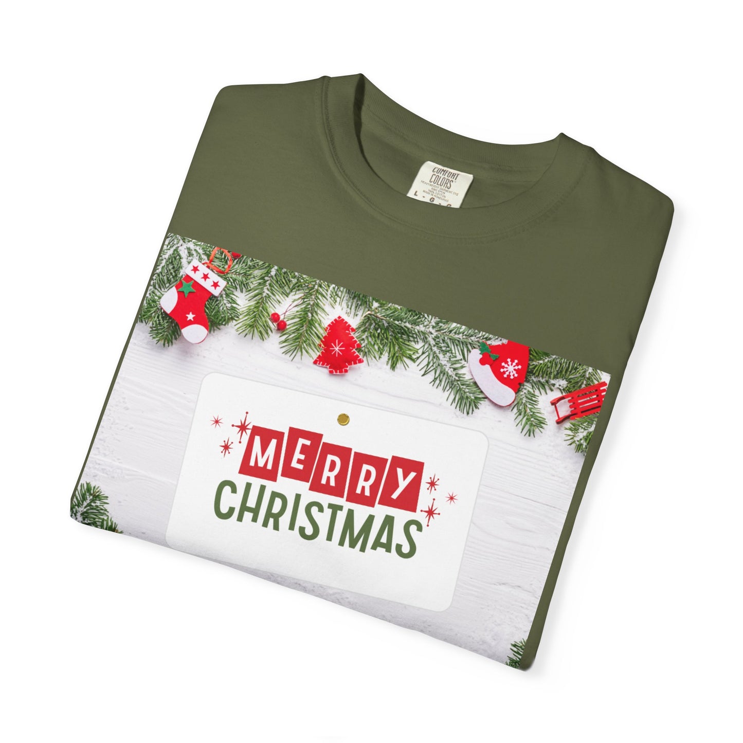 Merry Christmas Holiday T-Shirt — Festive Pine & Ornament Graphic