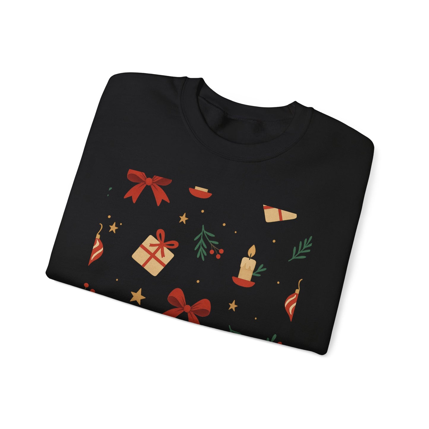 Holiday Pattern Sweatshirt — Festive Gifts & Candle Design Crewneck