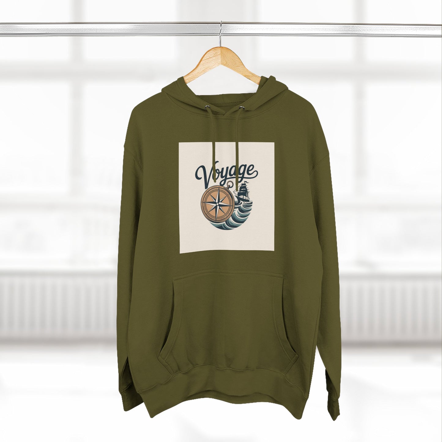 Voyage Compass Hoodie — Nautical Travel Graphic Pullover