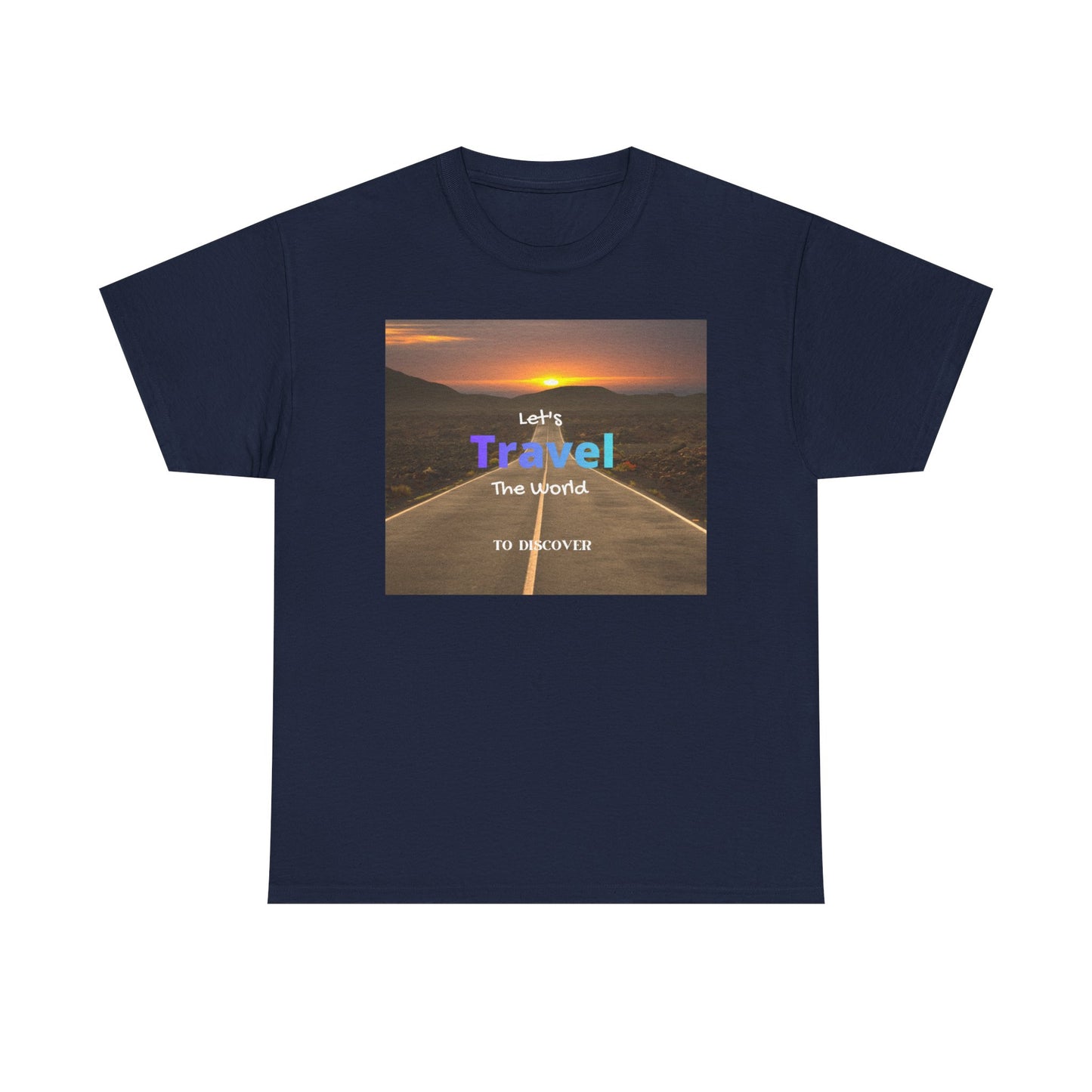 Travel Sunset Road T‑Shirt – "Let's Travel the World" Graphic Tee
