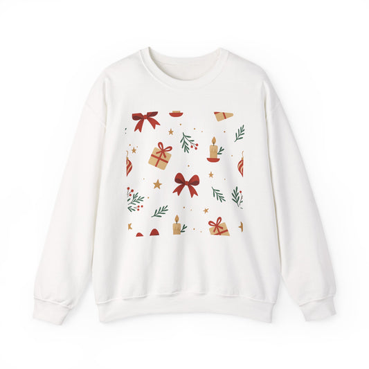 Holiday Pattern Sweatshirt — Festive Gifts & Candle Design Crewneck