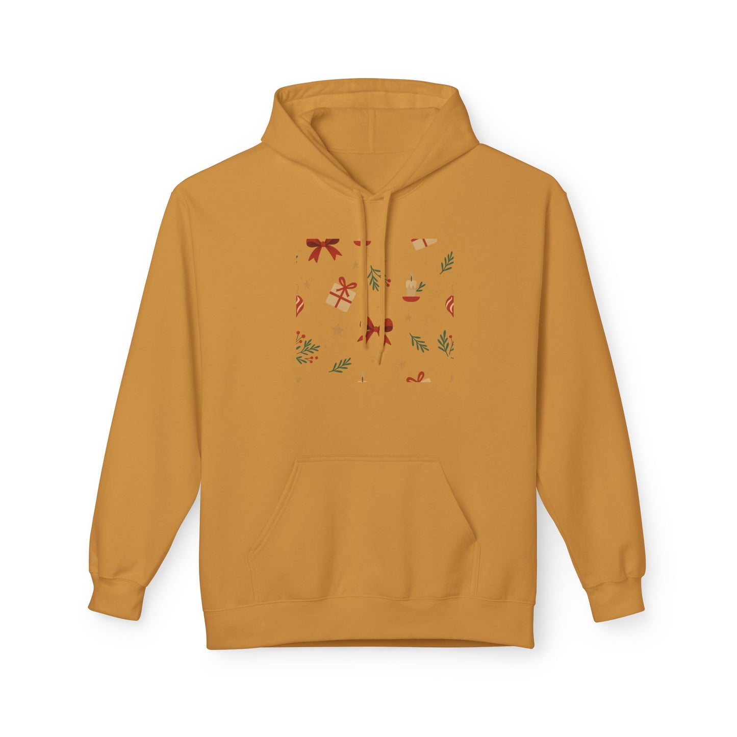 Holiday Gift Pattern Hoodie — Festive Presents & Bows Design