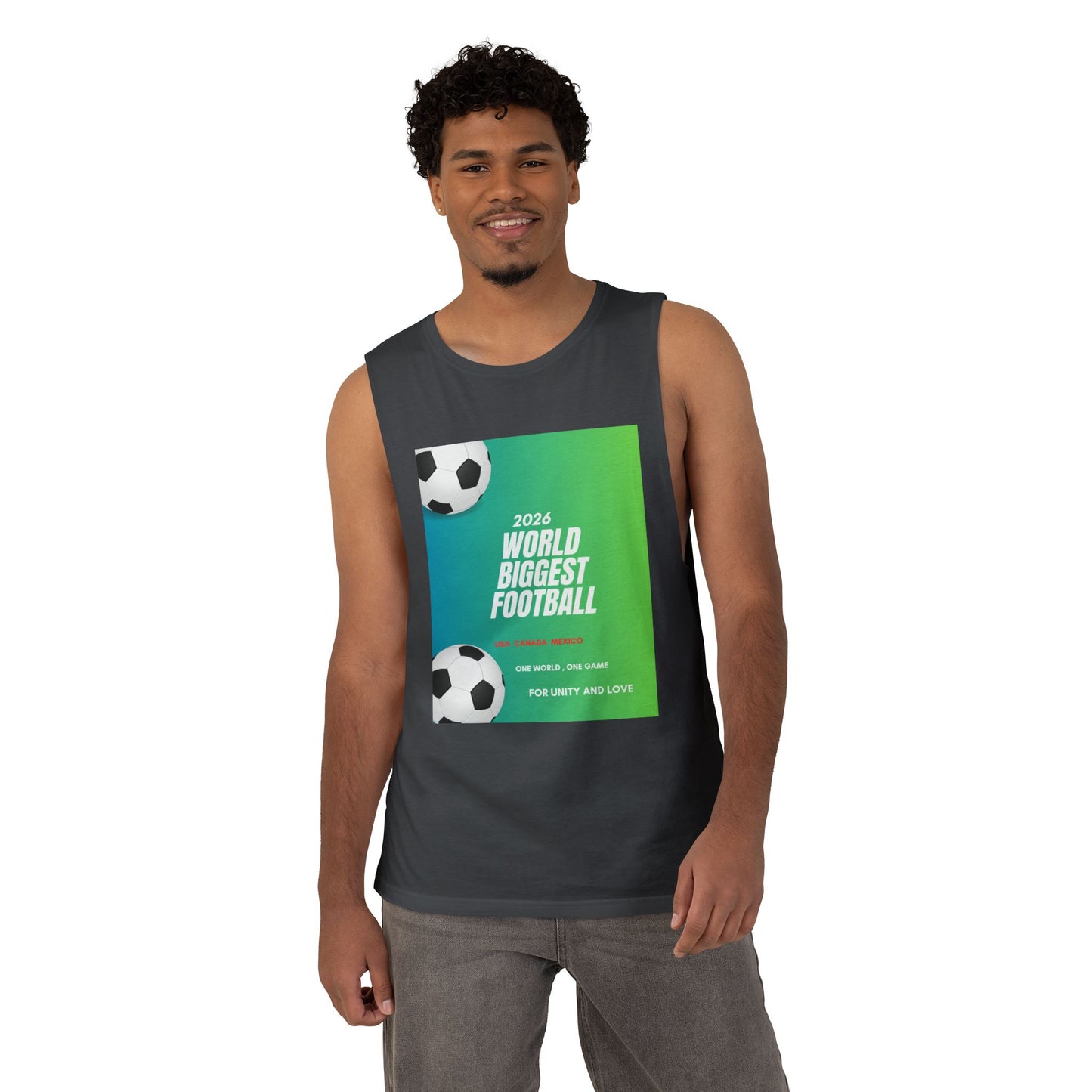 Football Graphic Tank Top — "World Biggest Football 2028" Sports Tee