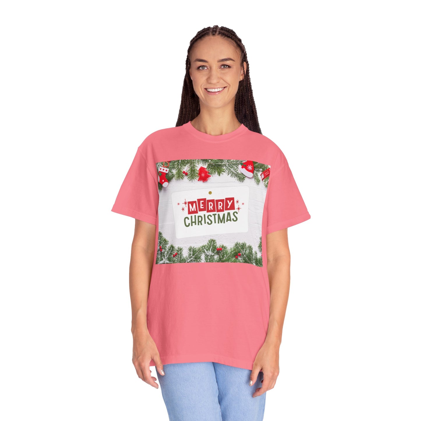 Merry Christmas Holiday T-Shirt — Festive Pine & Ornament Graphic