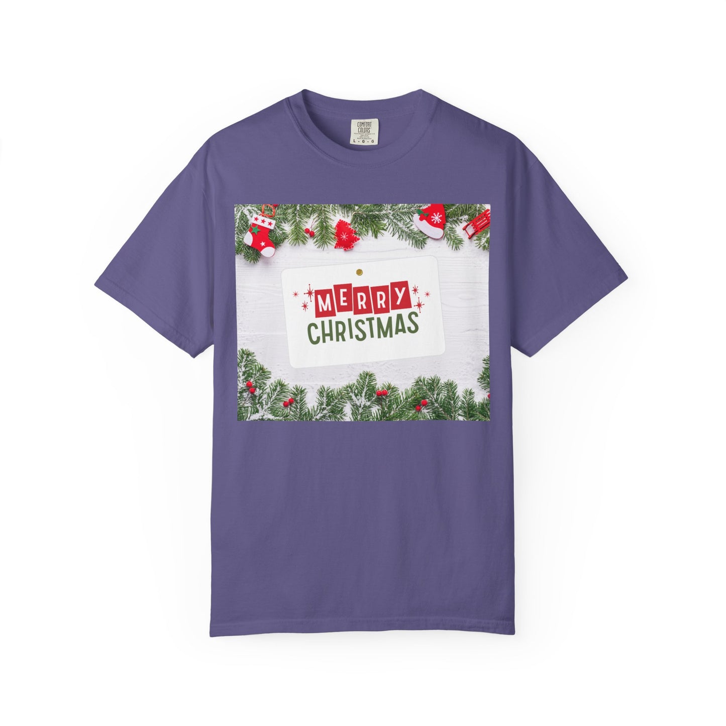 Merry Christmas Holiday T-Shirt — Festive Pine & Ornament Graphic