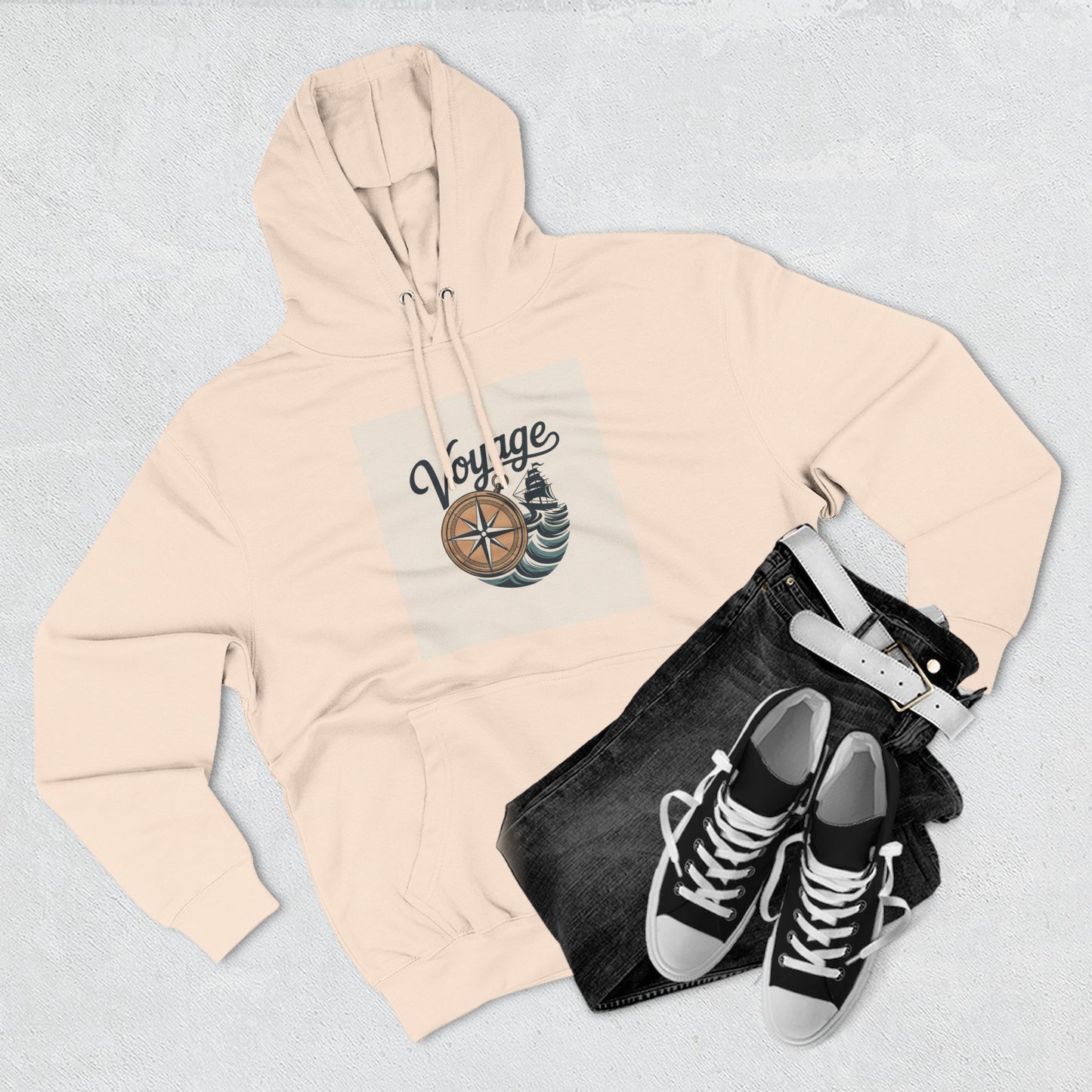 Voyage Compass Hoodie — Nautical Travel Graphic Pullover