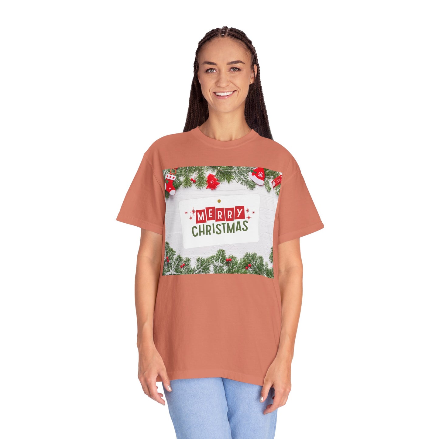 Merry Christmas Holiday T-Shirt — Festive Pine & Ornament Graphic
