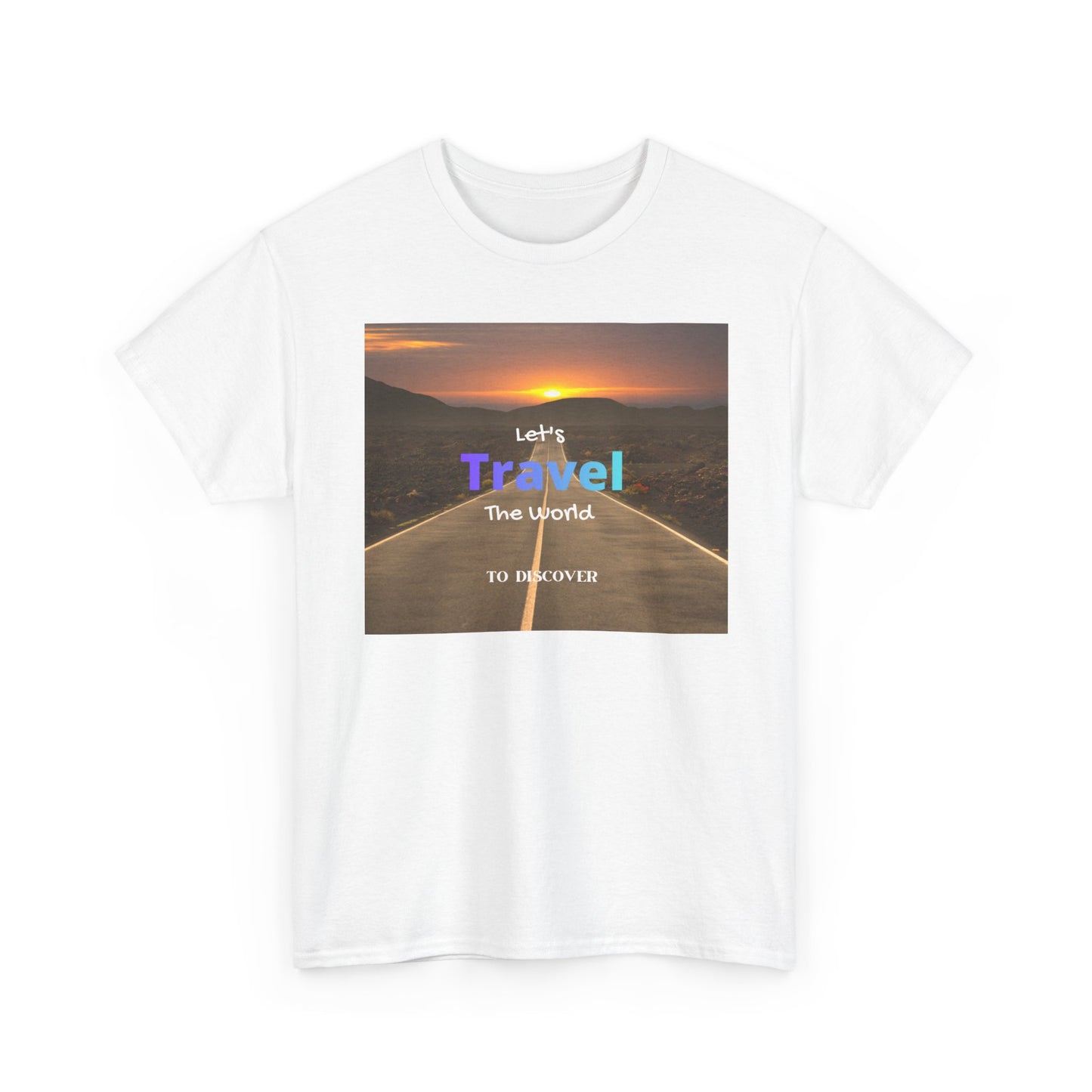 Travel Sunset Road T‑Shirt – "Let's Travel the World" Graphic Tee
