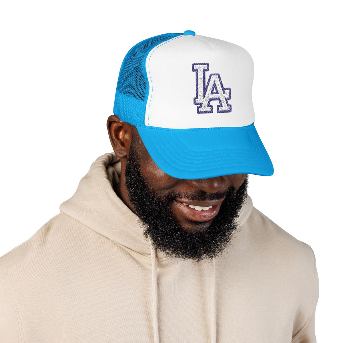 LA logo, Los Angeles California Design, City pride graphic, Varsity style hat cap, T-shirt hoodie POD