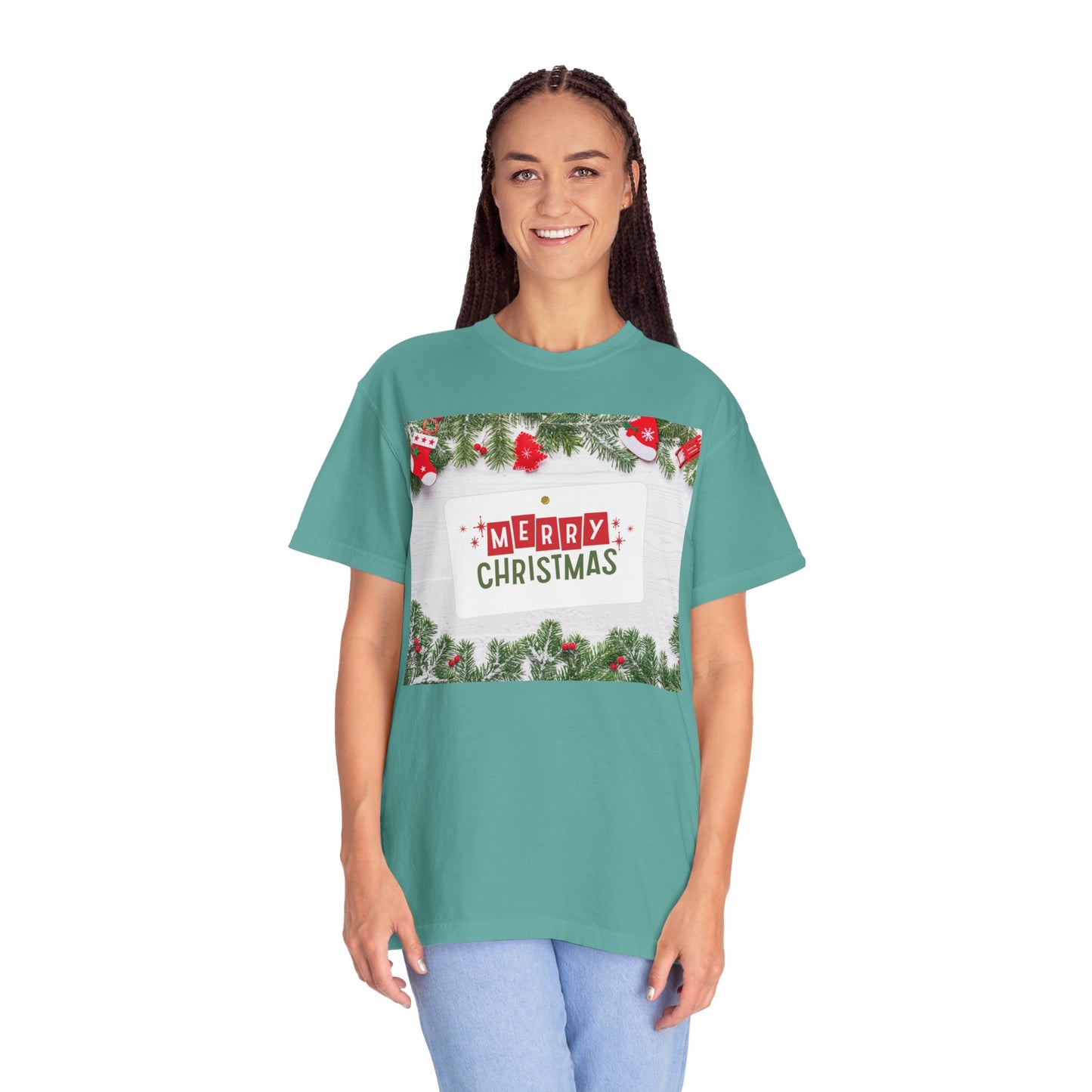Merry Christmas Holiday T-Shirt — Festive Pine & Ornament Graphic