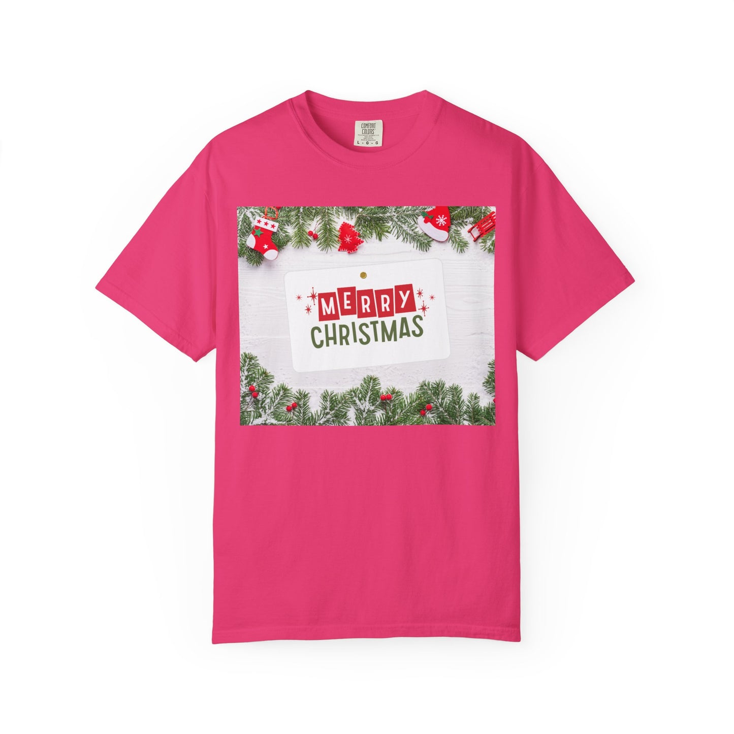 Merry Christmas Holiday T-Shirt — Festive Pine & Ornament Graphic