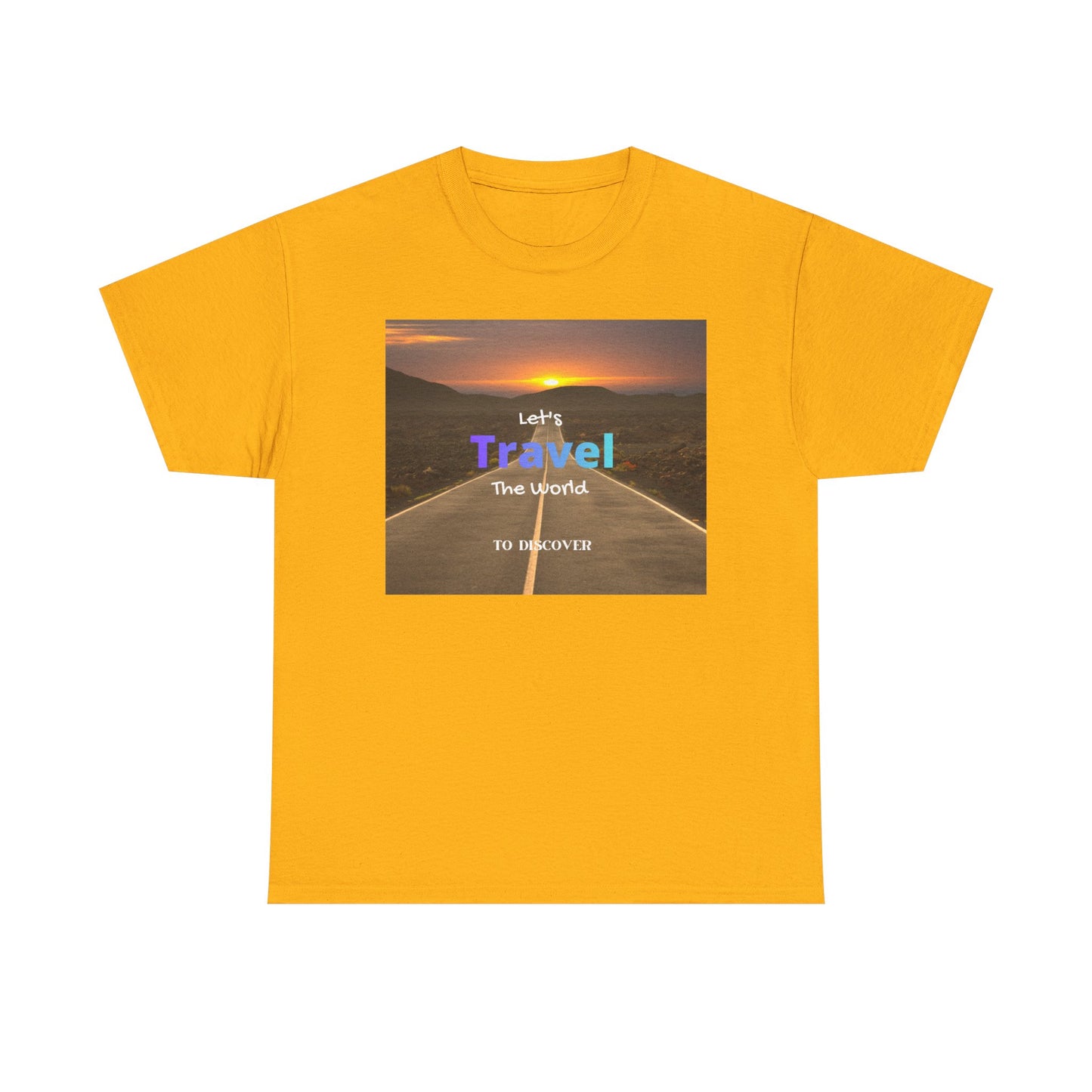 Travel Sunset Road T‑Shirt – "Let's Travel the World" Graphic Tee