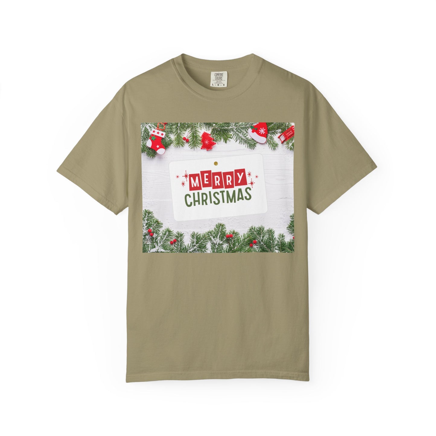 Merry Christmas Holiday T-Shirt — Festive Pine & Ornament Graphic