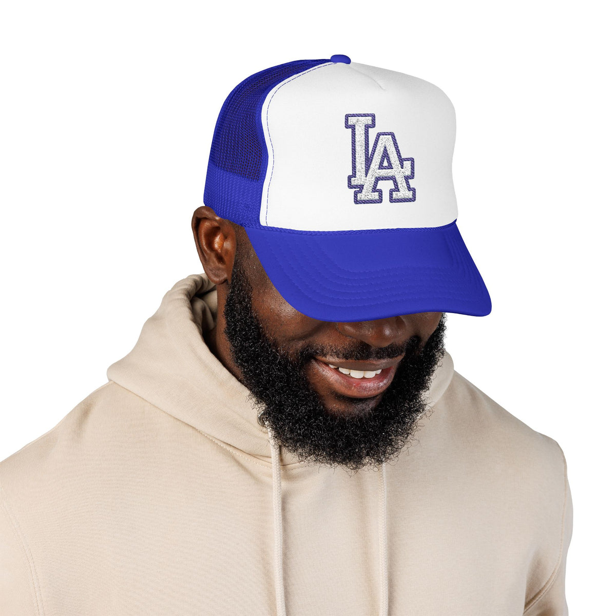 LA logo, Los Angeles California Design, City pride graphic, Varsity style hat cap, T-shirt hoodie POD