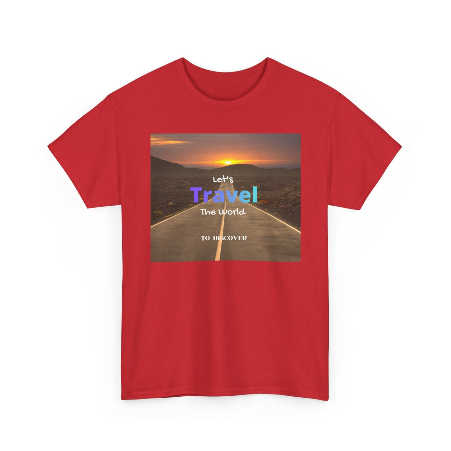 Travel Sunset Road T‑Shirt – "Let's Travel the World" Graphic Tee