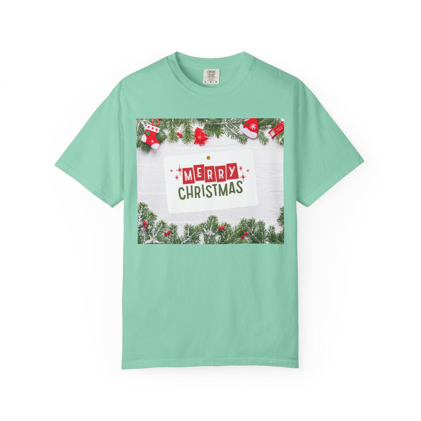 Merry Christmas Holiday T-Shirt — Festive Pine & Ornament Graphic