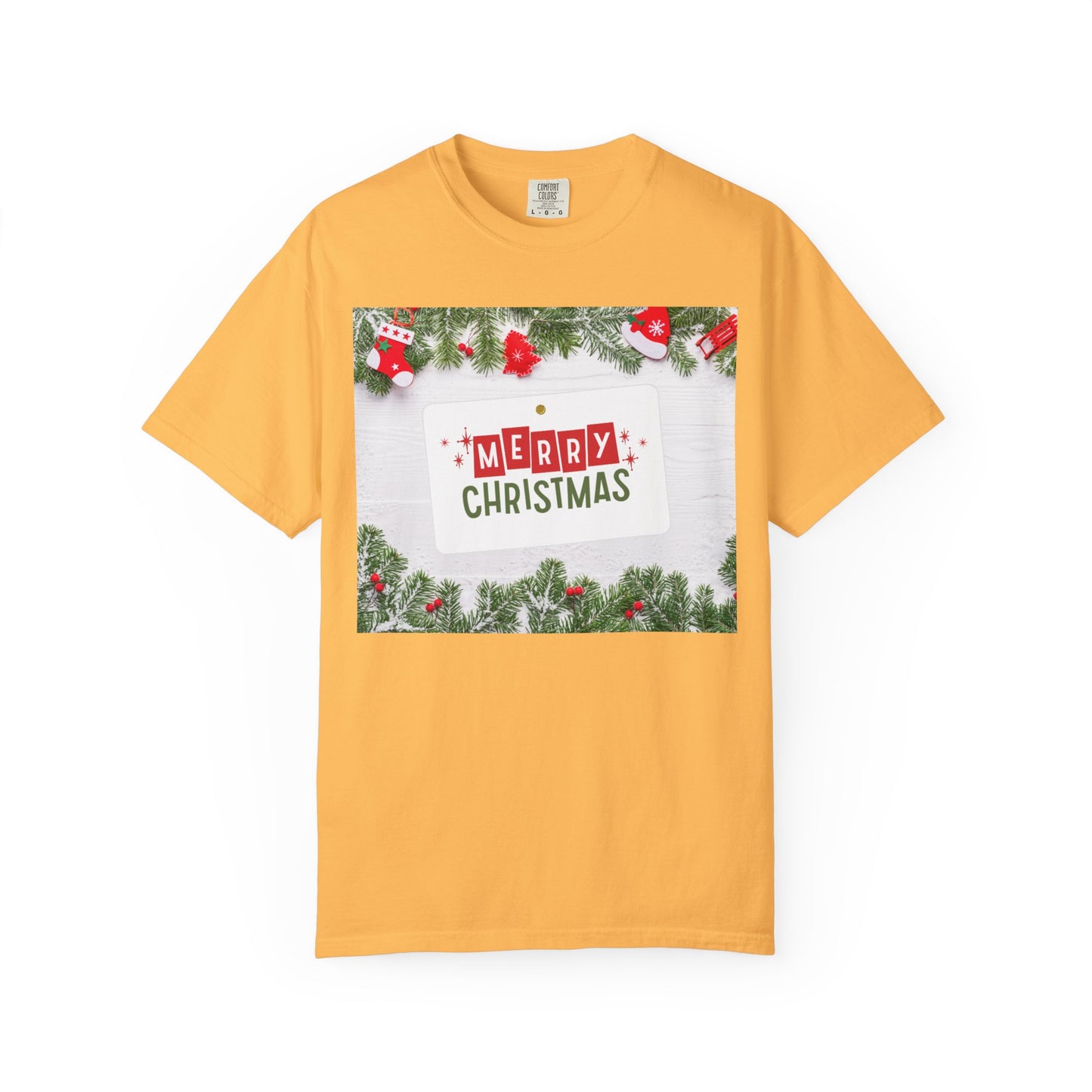 Merry Christmas Holiday T-Shirt — Festive Pine & Ornament Graphic