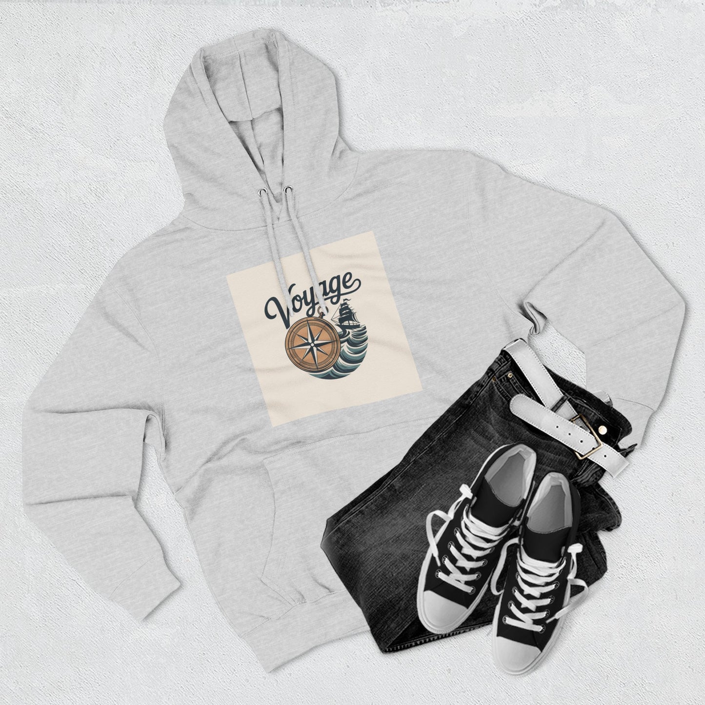 Voyage Compass Hoodie — Nautical Travel Graphic Pullover