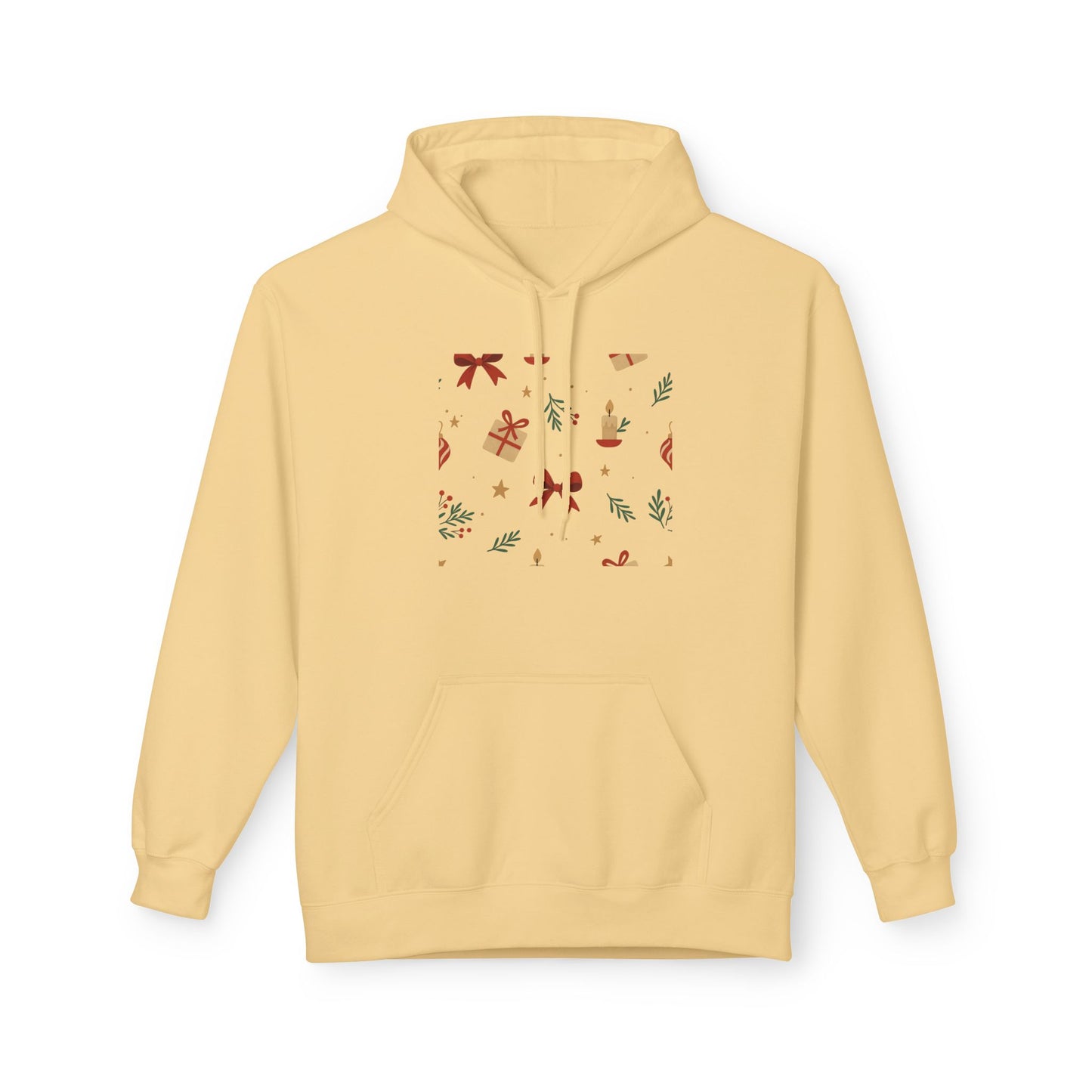 Holiday Gift Pattern Hoodie — Festive Presents & Bows Design