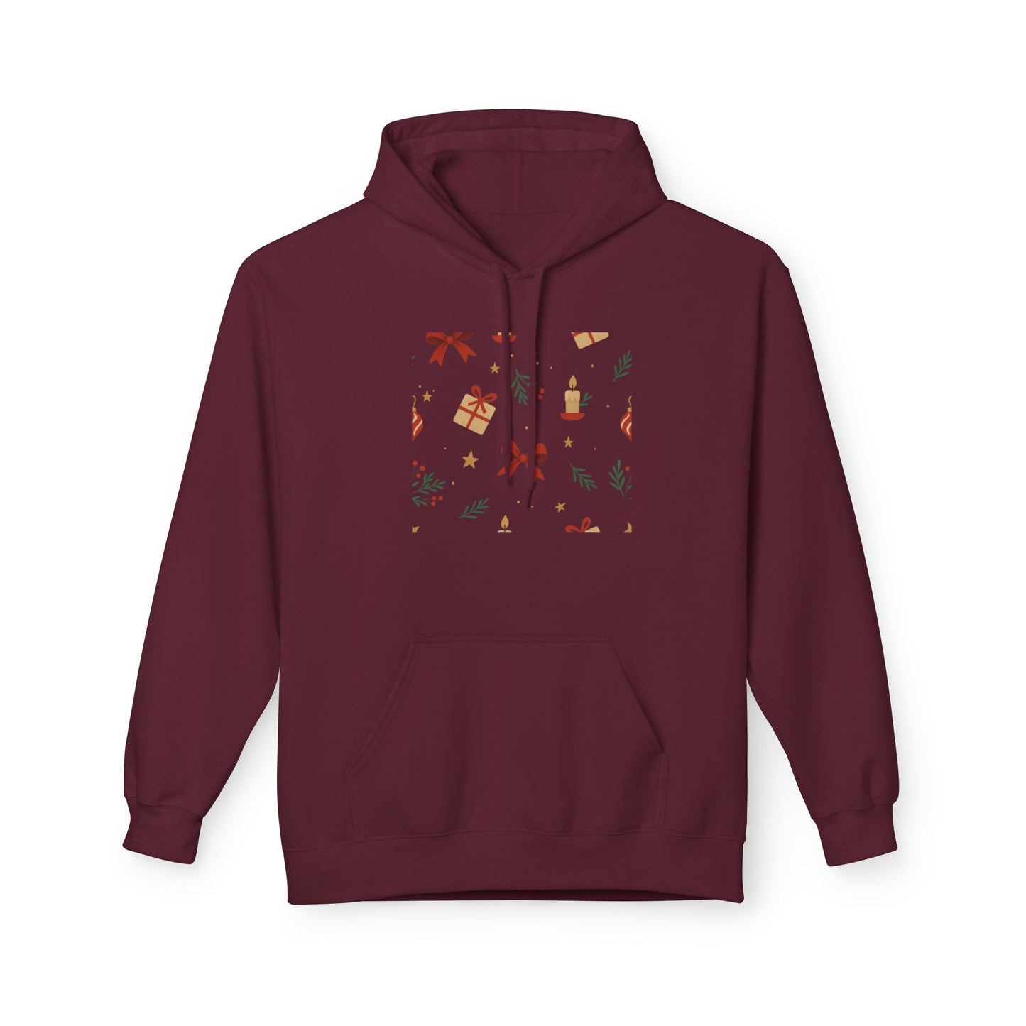 Holiday Gift Pattern Hoodie — Festive Presents & Bows Design