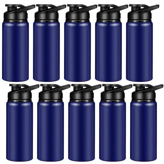 CHENGU 4 Pieces Water Bottle Bulk 20 oz Aluminum Reusable Bottles Lightweight Snap Lid Water Bottle Easy Carry Leak Proof Travel Bottles for Gym Sports Camping Hiking Fishing (Blue)